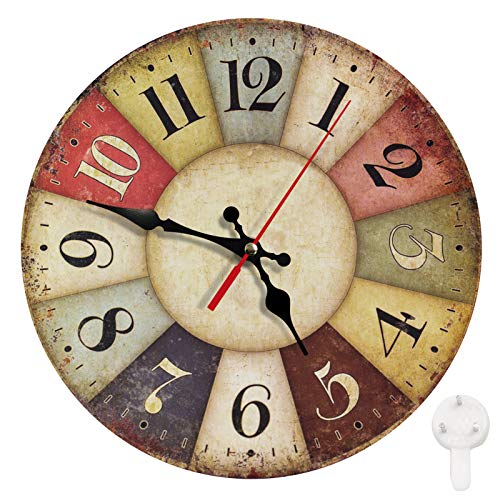Britimes Round Wall Clock Silent Non-Ticking Clock 10 Inch, Vintage Farmhouse Wood Home Decor For For Living Room, Kitchen, Bedroom, And Office, Old Vintage #TOP28