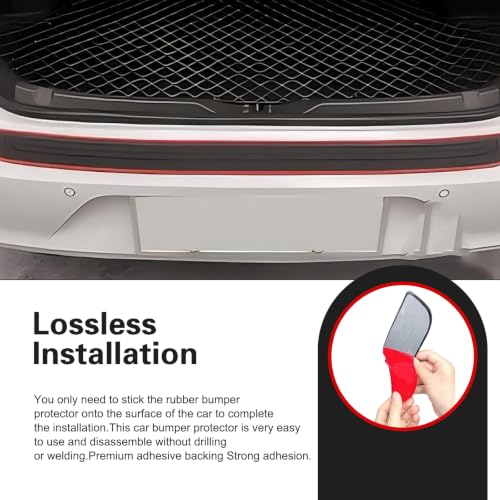 Image of Car Rear Bumper Protector, 41inch x3.5inch Rear Bumper Protector, Car Rear Bumper Edge Guards, Trunk Anti-Collision Sticker, Rubber Anti-Scratch Automotive Exterior Accessories (Red)