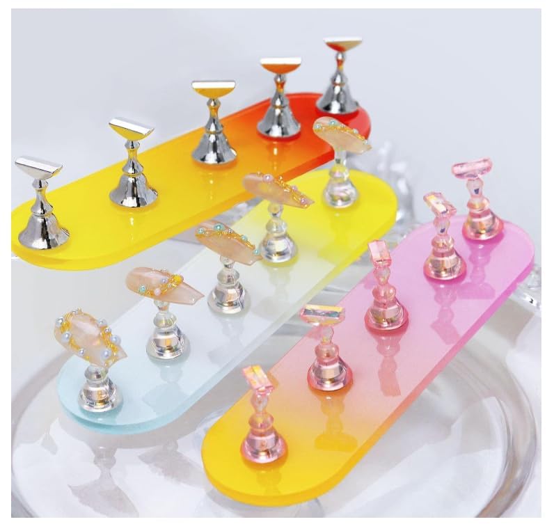 Press On Nail Stand Set | Multicolour Nail Art Display Stand for Practice, Press-On Nails, DIY Nail Art & Salon Use | Nail Tips Holder Manicure Tool for Professionals & Beginners-image-4
