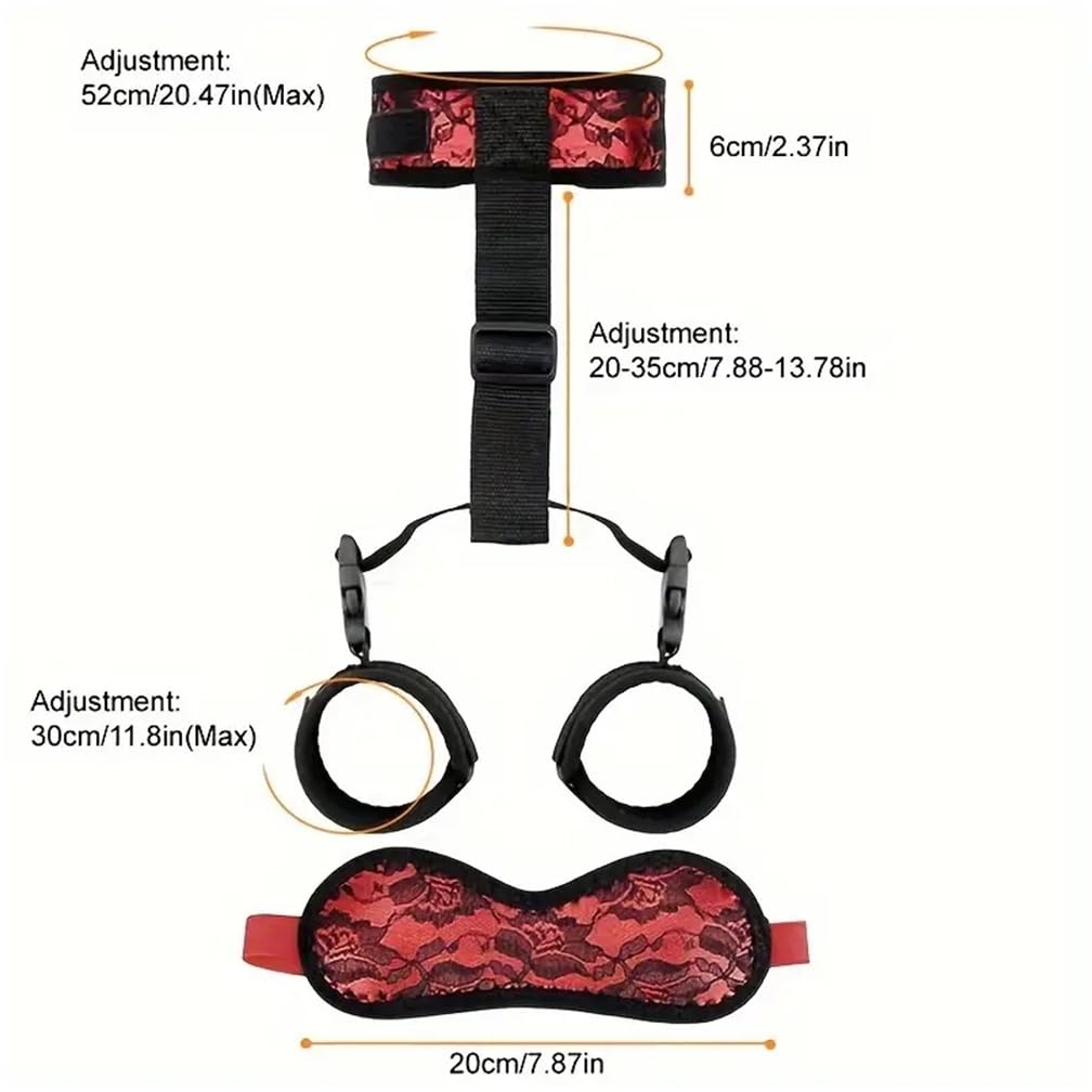 HAZURE Rêštráints Accessorio per Coppia da Donna Giocattolo Regolabile Sexy in Pelle, Gioco Cosplay con Benda sugli Occhi, Rosso