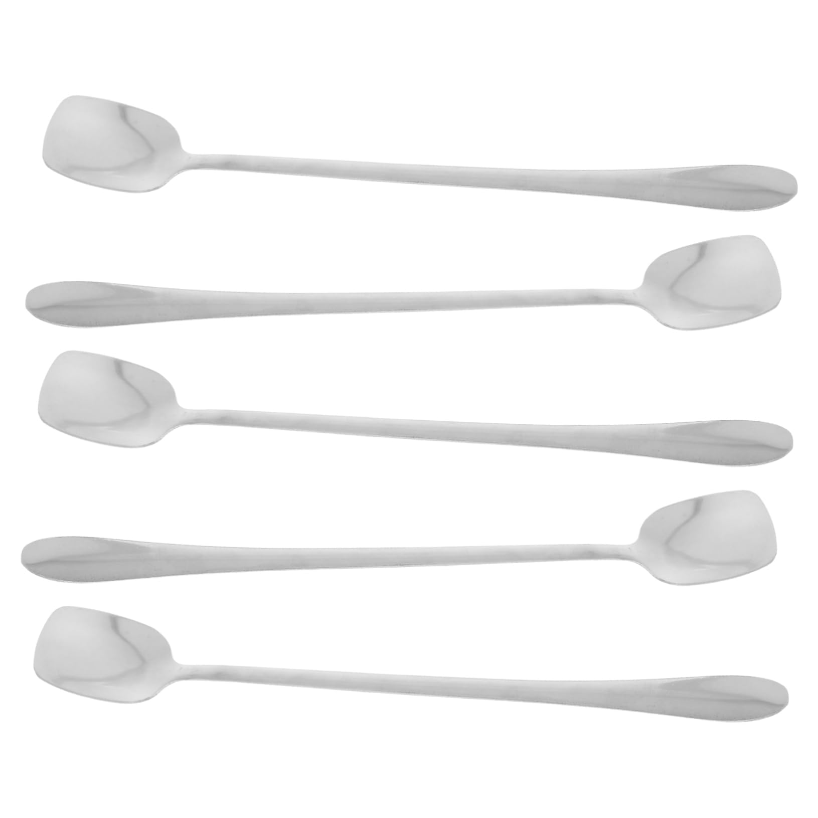 LIFKOME 5pcs Stainless Steel Long Handle Spoons Cocktail Stirring Spoon Square Head Multi-purpose