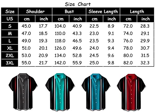 Ecosunny Men's Bowling Shirts 3D Striped Print Short Sleeve Casual Button Down Shirts #TOP3
