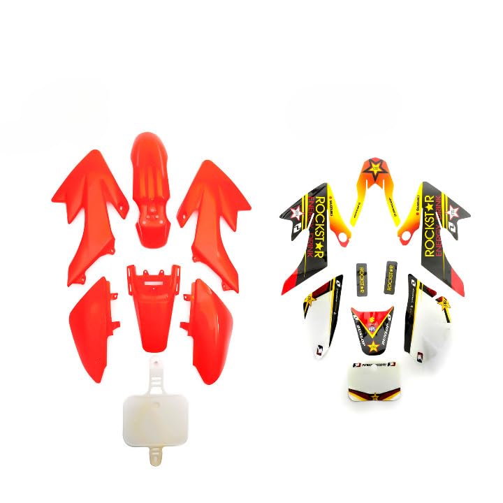 Red Plastic Set With Stickers Graphics Decals Compatible Replacement With CRF50 Pit Bike 50cc 110cc 125cc