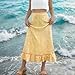 Women's Plaid Maxi Skirts A-Line Ruffle Hem Layer Y2k Flowy Casual Long Skirts Fashion High Waisted Gingham Skirt Yellow