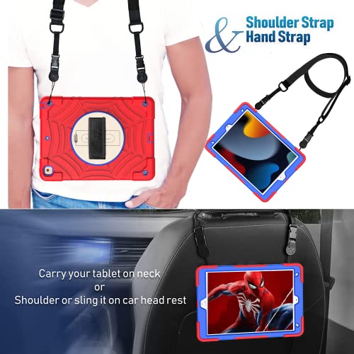 Avawo Ipad 9Th/8Th/7Th Generation Case, Ipad 10.2 Case (2021/2020/2019), [Built-In Screen Protector][Shoulder Strap][Swivel Kickstand] Shockproof Protective Kids Case For Ipad 10.2 Inch 9/8/7 Gen, Red #TOP3