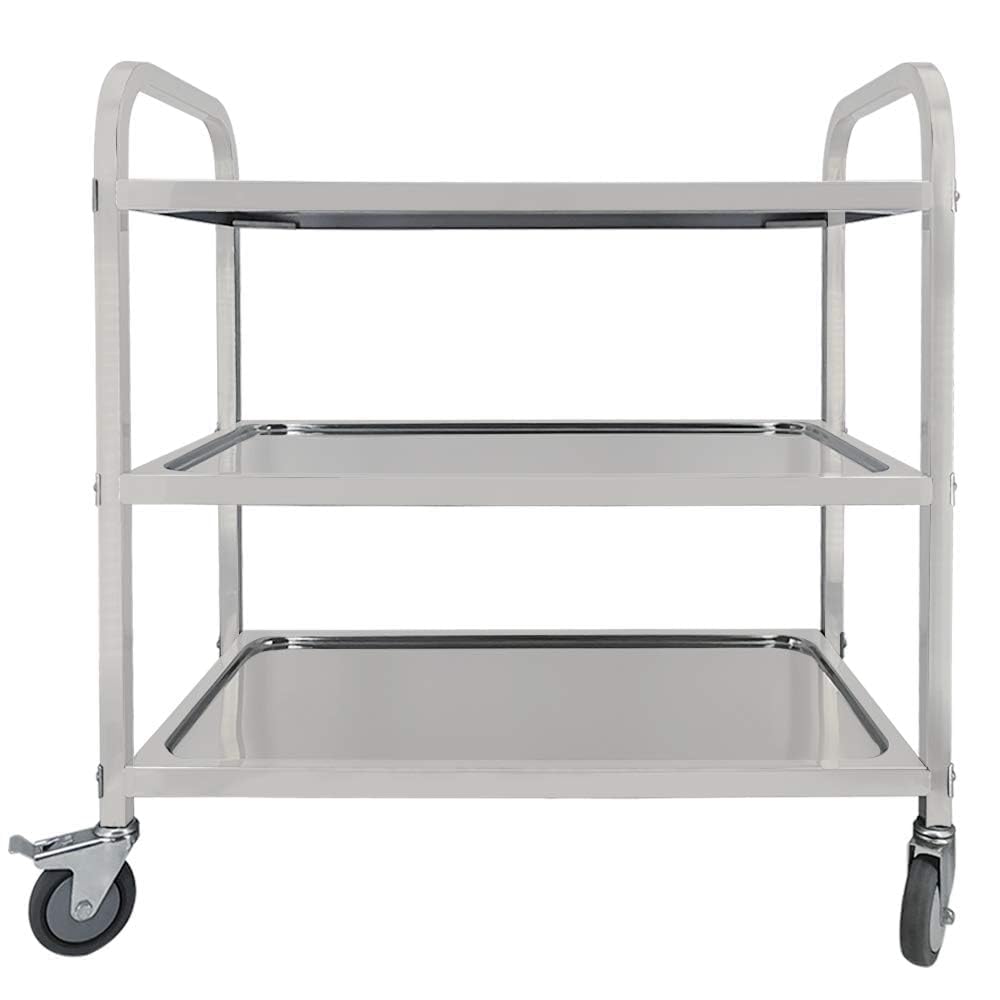 TAIMIKO - Carrello da cucina a 3 ripiani, in acciaio inox, Acciaio inossidabile, 950x500xH950MM