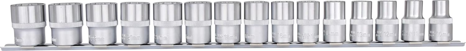 1/2" 12 Point socket set, 15 pcs, 10-24mm