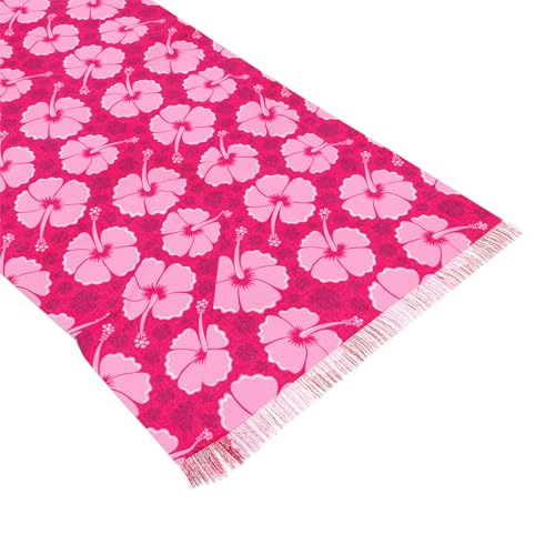 Women Lightweight Floral Scarf – Soft Pink Hibiscus Print Shawl – Vibrant Fashion Wrap for Spring, Summer & Travel4