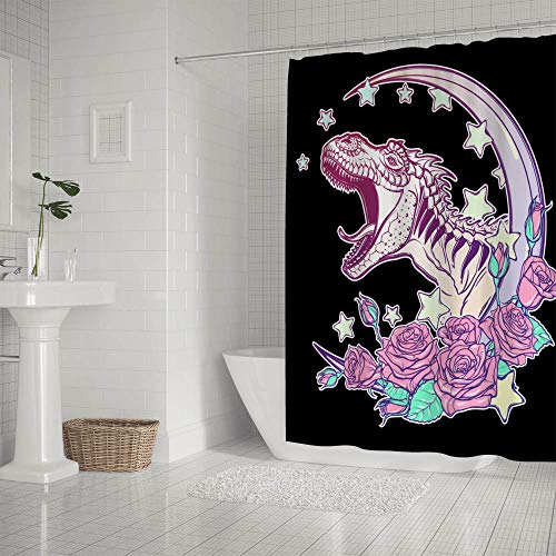 Rideau de douche 60x72 inch polyester imperméable dinosaure lune - 3