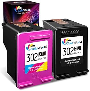 ColoWorld 302 Ink Cartridges Combo Pack, Remanufactured for HP 302 Ink Cartridges Compatible With HP Officejet 3830 3835 3831 4650 Deskjet 2130 2132 3630 Envy 4520 4527 4524 Printer(1 Black,1 Colour)