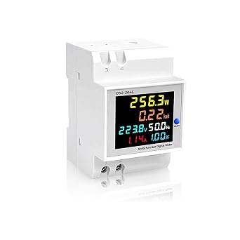D52-2066 Household Electric Meter, Digital Voltage Meter and Ammeter, Energy Meter, Rail Type 220V Smart Single-Phase Electric Meter, AC 40.0-300.0V Ammeter and Voltmeter