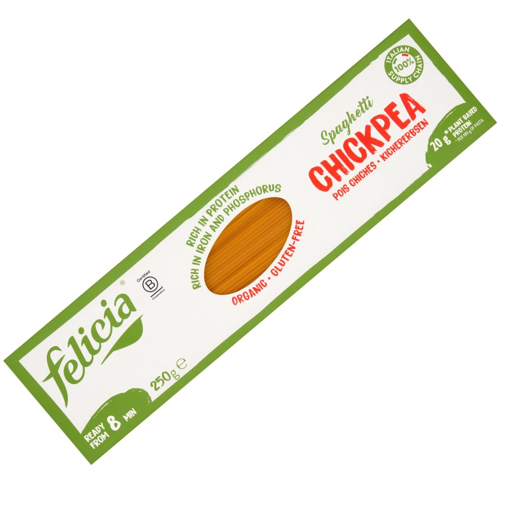 Felicia Organic Chickpea Spaghetti Gluten Free Pasta 250g – High Protein 20g, High Fibre, Vegan, Made in Italy