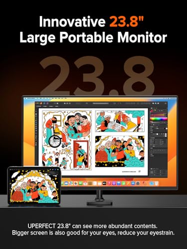 Image of UPERFECT QLED 24 inch 144Hz Portable Monitor 1080P 145% sRGB 450Nits w /Stand & VESA, HDMI USB-C FHD Travel Monitor for Laptop /Gaming Devices /Phone /Mini PC, External Second Screen for Gaming & Work