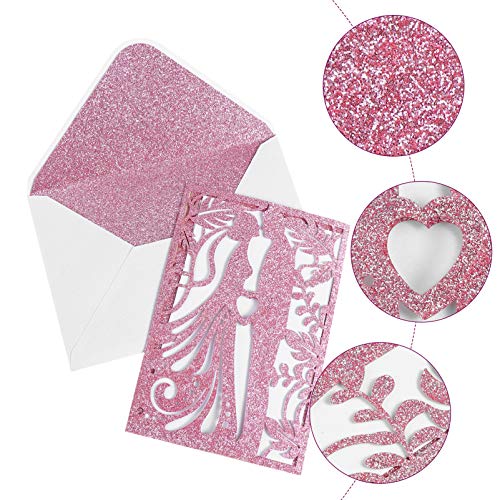 Toyvian 5Pcs Cartão de Convites de Casamento Com Corte Brilhante E Elegante Design de Flora de Noiva