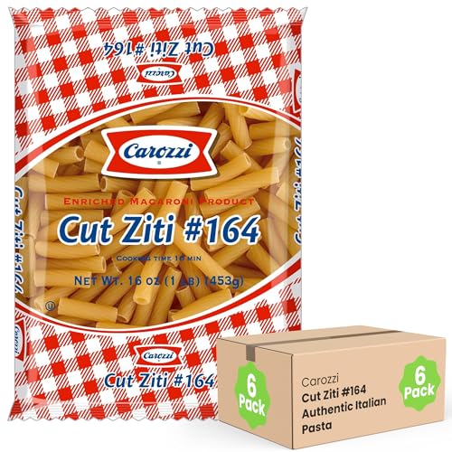 Carozzi Cut Ziti Pasta, 1 LB (Pack of 6) - Premium Quality, Perfect for Traditional Dishes, Versatile and Easy to Cook, Ideal for Family Meals and Gourmet Recipes