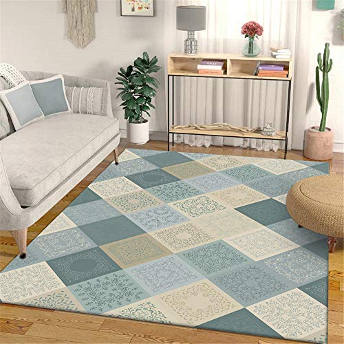Tapis de sol extra large 120x160cm vert et jaune à motif géométrique - 2
