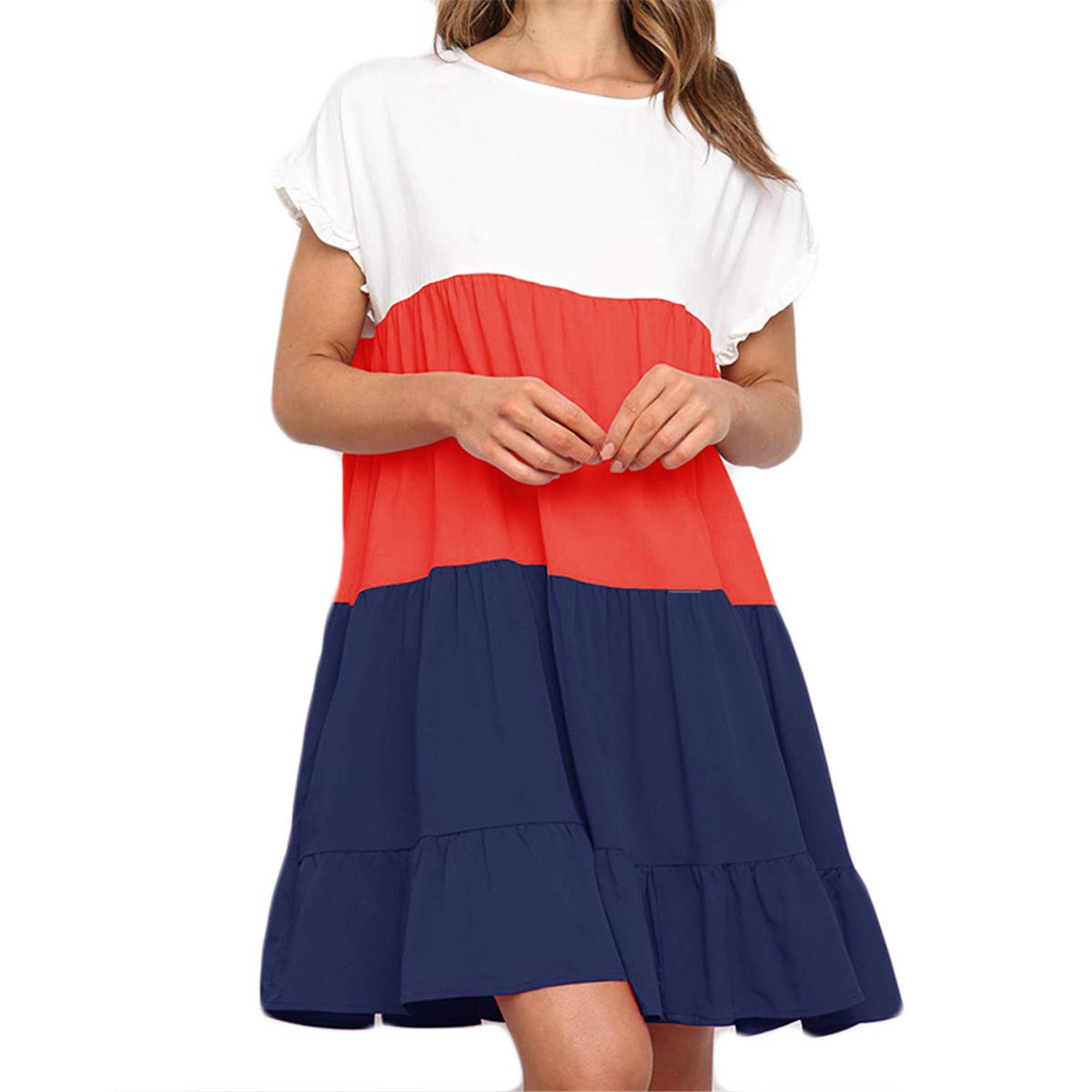 Morbuy Abito da Donna, Estivo Mini Abito Maniche Corte retrò Elegante Casual Oversize, Abiti a Trapezio da Spiaggia Vacanze (Giallo,L