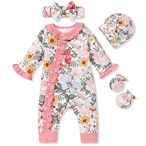Image of Aalizzwell Baby Girls Romper Outfit Fall Winter Clothes with Accessories