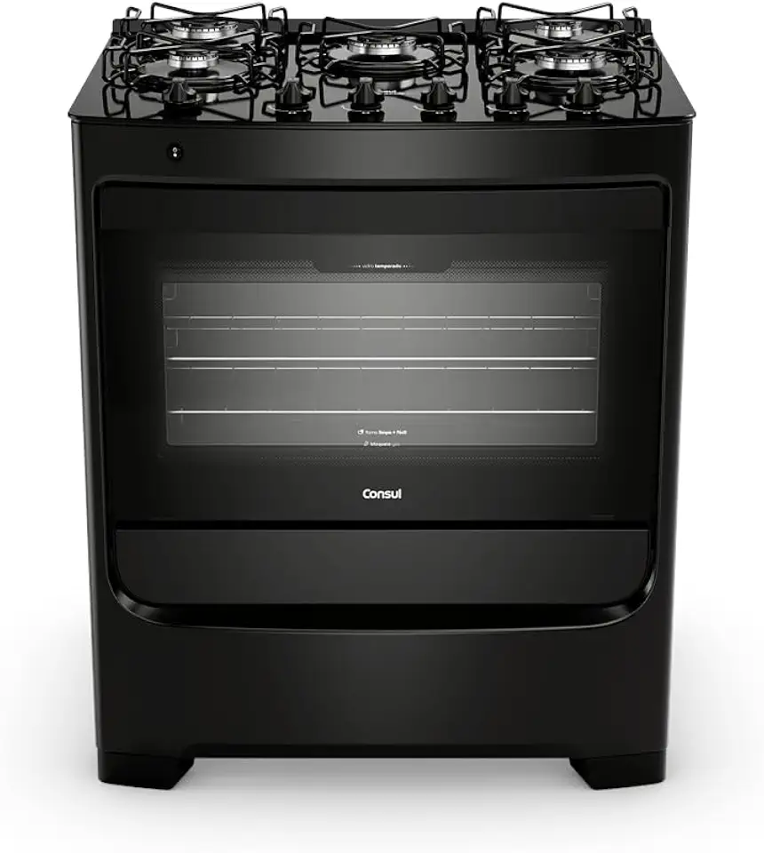 Fogão 5 bocas Consul mesa de vidro preto - CFS5VBE Bivolt
