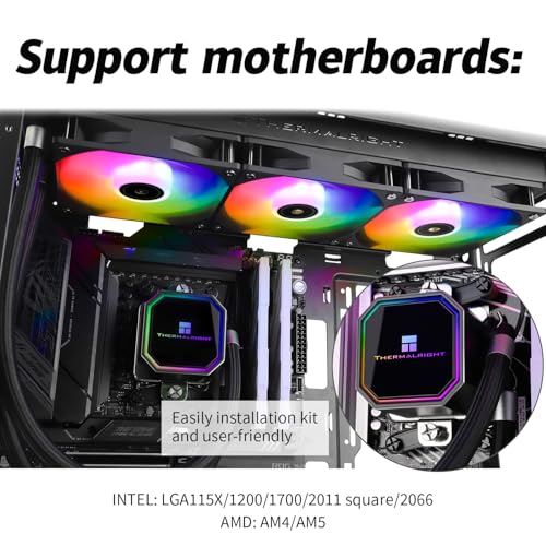 Image of Thermalrlght Frozen Prism360 Black ARGB CPU Liquid Cooler,Efficient PWM Controlled Pump 3300RPM,3xTL-E12 Series PWM Fan,Water Cooling Computer Parts,for AMD AM4 /AM5,Intel 1150 /1156 /1200 /1700 /20XX