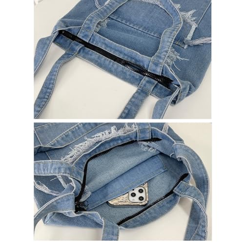 Image of Farm4Far Women Denim Bow-tie Tote Shoulder Sling Hand Bags