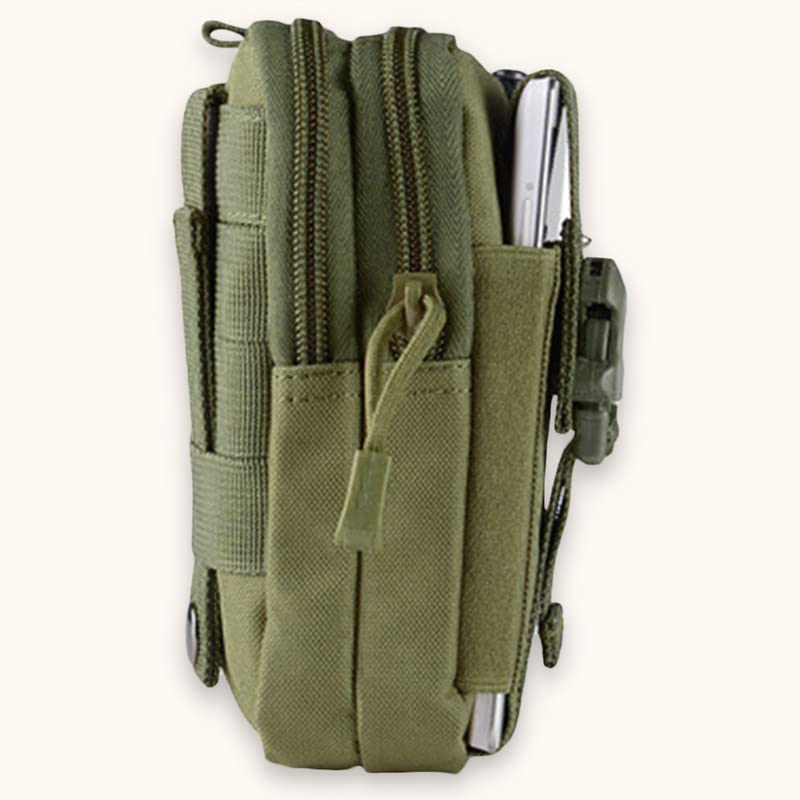 Image of Kraptick Multi-Purpose Water Resistant Waist Bag with Dual Compartment, Waist Bag Mobile Phone Holder, Waist Pack for Men, Women Camping Hiking Pouch (Army Green & ACU Camouflage) (Combo of 2)