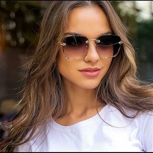 Lunettes de soleil sans bordure légères anti-éblouissement branches alliage vintage UV400 - 2