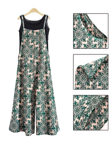 Image of YESNO Women Casual Loose Long Bib Pants Wide Leg Jumpsuits Baggy Cotton Rompers Overalls with Pockets PZZTYP2