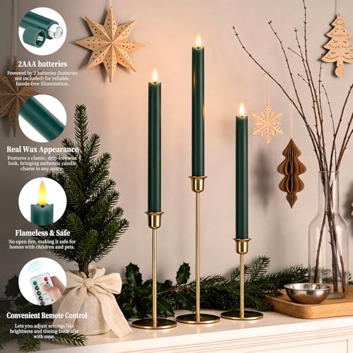 Velas LED verdes de cera auténtica con mando a distancia para decoración en fiestas y bodas 2