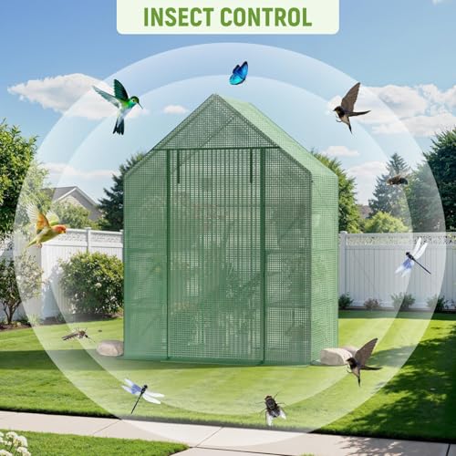 Image of Walk in Greenhouses, 57 x 29 x 76 inch Green House, Greenhouse for Outdoors with Durable PE Cover, Portable Greenhouse with Shelves Stands,Green