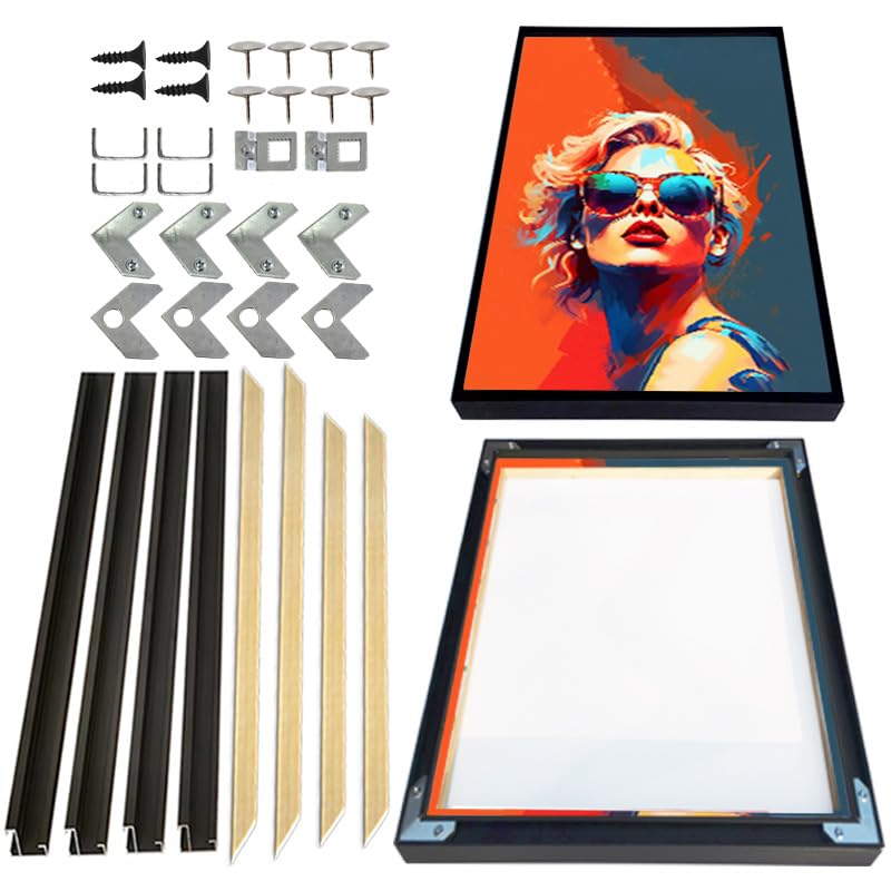 Canvas Frame 8x10 inch(20x25cm),DIY Metal Floating Frame with 0.5in Deep for Canvas Prints Oil Paintings,Wall Art,Poster Living Room Bedroom Kitchen Decor (Black)