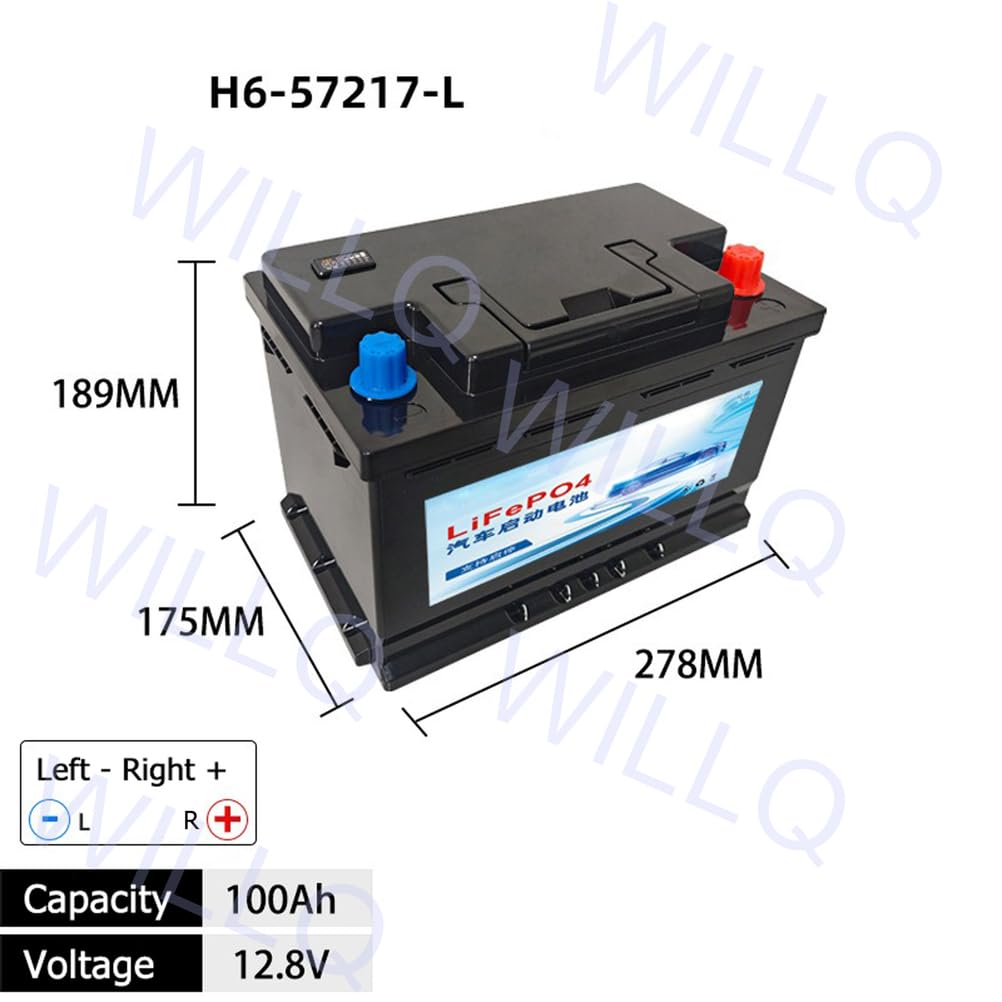 Batería Litio Recargable para automóvil Arranque y Parada 12V 50Ah 60Ah 70Ah 80Ah 90Ah 100Ah 110Ah batería LiFePO4 automotriz de Alto Rendimiento sin Mantenimiento