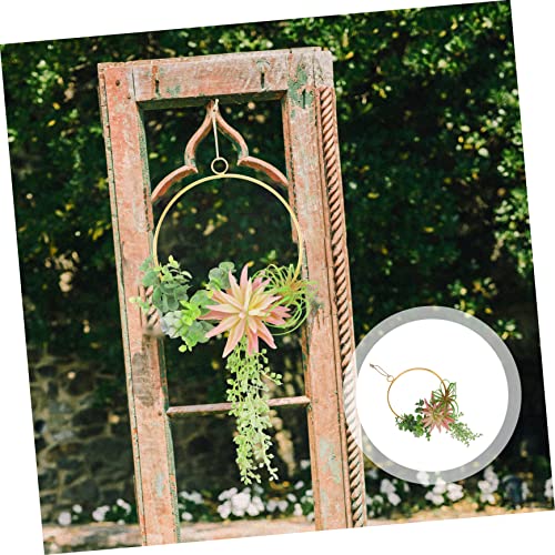 Aboofan 1Pc Hanging Wreath Greenery Hoop Leaves Plants Ring Scene Backdrop Floral Wall Plant Artificial Eucalyptus Home Metal Nursery Decor Adornment For Garland Succulent Door Pendant #TOP3