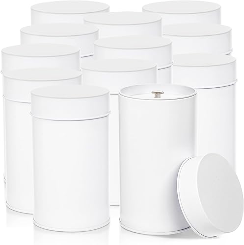 Yesland Paquete de 12 recipientes de té con tapas dobles herméticas, organizador de almacenamiento de té de 17 onzas líquidas, latas pequeñas y