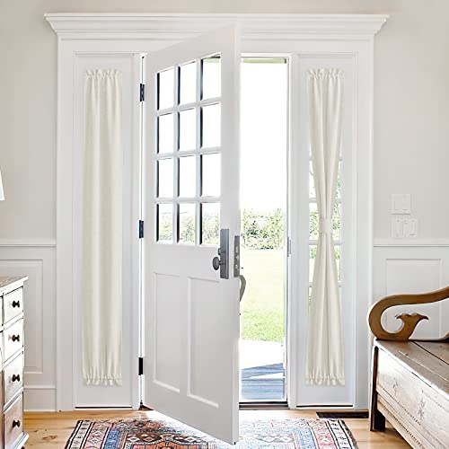 PONY DANCE Natural Door Curtain Panel - Elevate Your Entryway with Privacy Protection, Side Light Blocking, Adjustable Size Dual Rod Pocket Top, 12W x 72L, Light Cream, 1 Piece