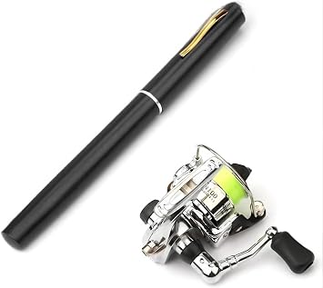 Mini Telescopic Fishing Rod and Reel Pen Style Combo | Portable compact spinning reel kit, easy to carry for travel, backpacking and new anglers