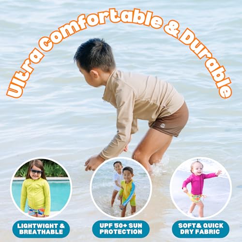 Image of SwimZip UPF 50+ Long Sleeve Rash Guard for Boys' and Girls' - Baby, Toddler, Kids