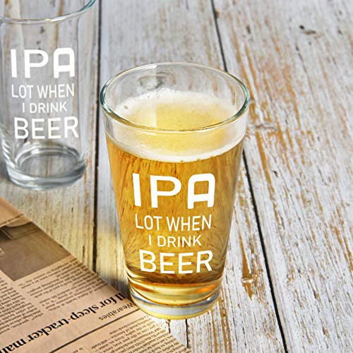 Futtumy Ipa A Lot When I Drink Beer Glass, Cool Beer Gifts For Men Women Dad Husband Friend Beer Lovers, Great Birthday Holiday Christmas Retirement Gift, 15Oz Drinking Glass #TOP2