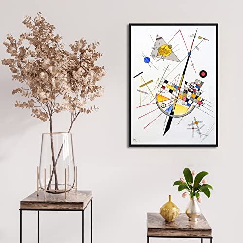 Wieco Art Framed Canvas Wall Art Delicate Tension #85, 1923 By Wassily Kandinsky Famous Classic Paintings Abstract Reproductions Canvas Wall Art For Home Office Decoration #TOP1