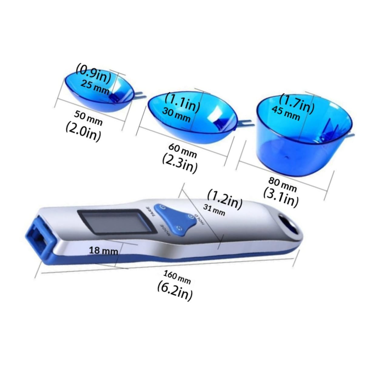 Uonlytech Electronic Spoon Scale Kitchen LCD Digital Cooking Ingredient Scale 300g/0.1g Blue Accurate Food Measuring Tool for Baking Tea Measuring