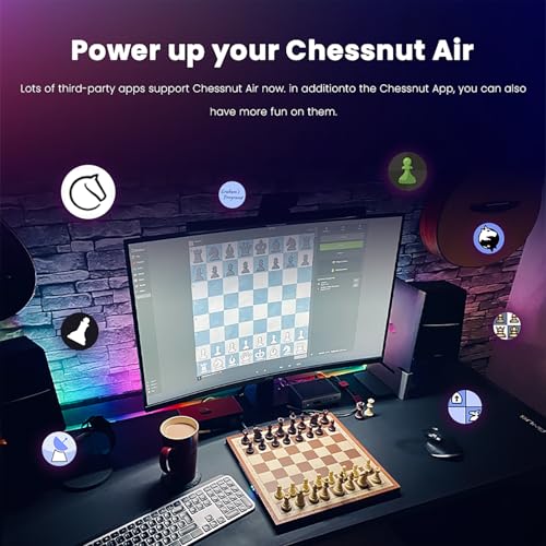 Image of Chessnut Air Electronic Chess Board with AI - Handcrafted Wooden Board, LED Indicators, Adaptive Difficulty, Full Piece Recognition - Play Online on Major Chess Platforms