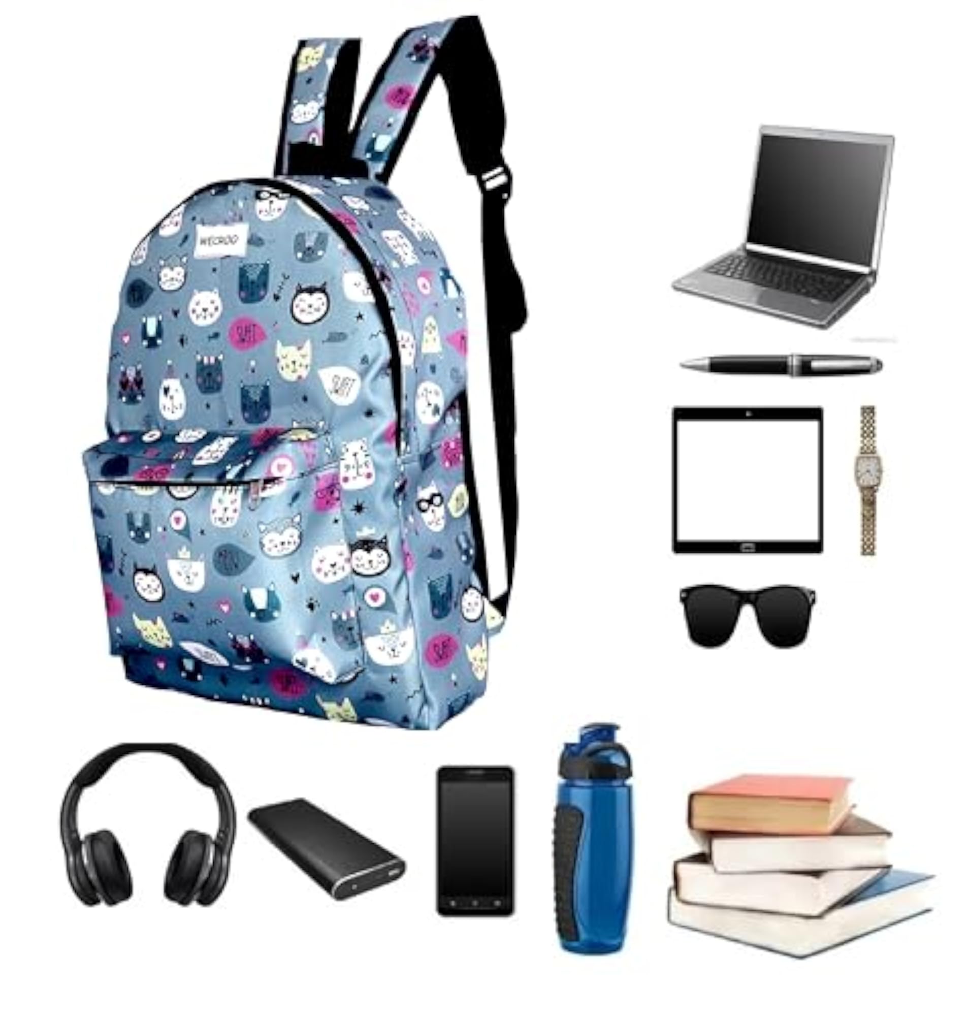 Printed Backpack with Matching Small Pouch, Set of 2