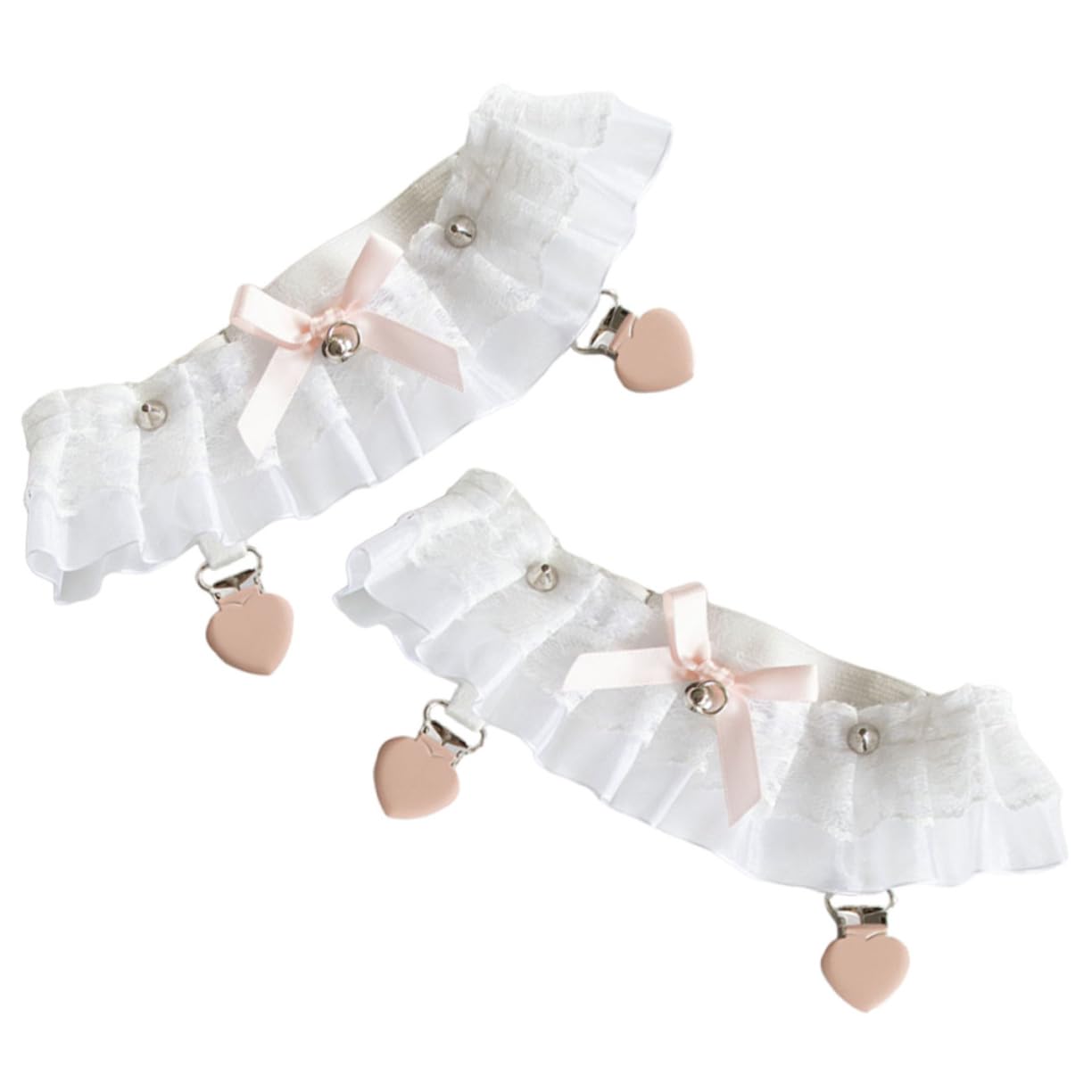 Lolita Herzen 4 Paare Weißes Brautstrumpfband Für Den Hochzeitstag Strumpfhalter Für Oberschenkelstrümpfe Beinstrumpfbänder Für Spitzenstrumpfband Strapsen Stoff