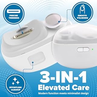Aethora Electric Hand Nail Trimmer 3-in-1 with LED Light, Nail File & Dust Storage – Whisper-Quiet Electric Nail Trimmer, Safe for Children, Seniors & Adults – Compact, Portable, Mess-Free Nail Care