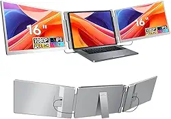 16 Polegadas Extensor de Tela Dupla para Notebook, 1920 * 1200 IPS Monitor Portátil Plug & Play tipo C/HDMI/USB-A para Laptop de 12 a 18,5 Polegadas