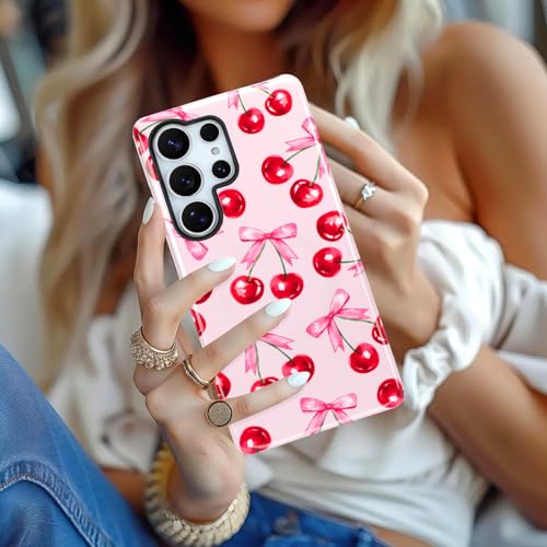 Jefonha Magnetic for Samsung Galaxy S25 Ultra Case Cute Bow Cheeries Phone case for Galaxy S25 Ultra Women Men, Compatible with Magsafe, Dual-Layer Protective Cover, Cute Cherry by Jefonha - Used condition - Image 5