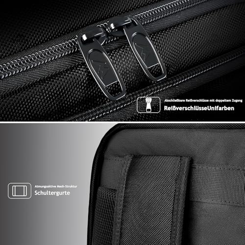 MATEIN Handgepäck Rucksack 55x40x20, Groß Reiserucksack Handgepäck Flugzeug Herren, 44L Laptop Rucksack 18.4 Zoll mit USB Ladeanschluss, Schuhfach, Wasserabweisend Damen für Lufthansa, Schwarz