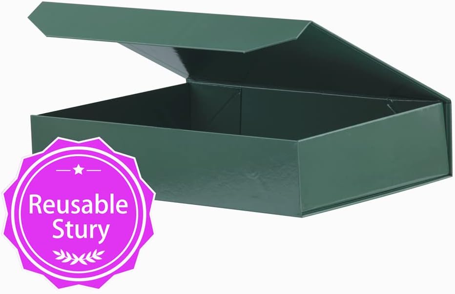 Small Gift Boxes with Lids for Presents, 12x8x2.7 Inch 1 Pack Green image 5