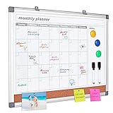 MAKELLO Monthly Calendar Whiteboard Dry Erase Cork Board Combo for Office, Classroom, Kitchen and...