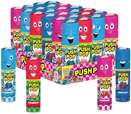 Push Pop Candy Lollipops - Individually Wrapped Variety Candy Party Pack - 24 Count Lollipops in Assorted Fruity Flavors - Fun Candy for Gifts, Celebrations, Party Favors, Gift Baskets, & Birthdays